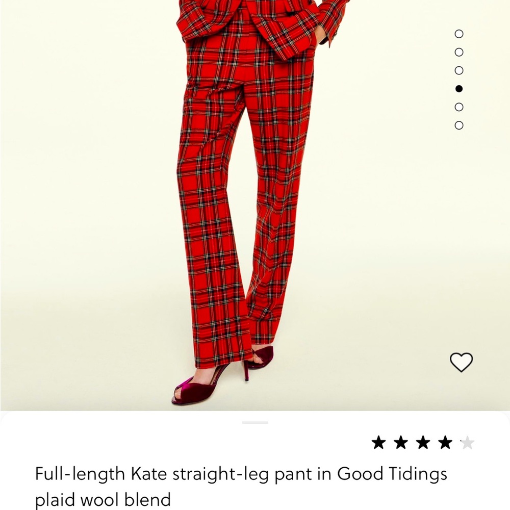 J Crew Full length Kate straight leg pant in good tidings plaid